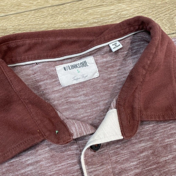 Link Soul Polo Shirt Mens L Red Short Sleeve Casual Cotton - Picture 2 of 5